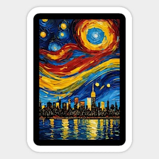 Newyork City skyline in Starry night style Sticker